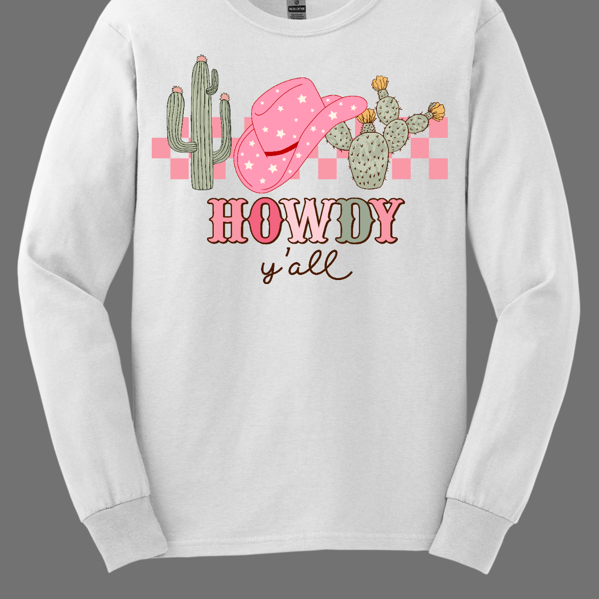 Introducing our "Howdy Ya'll" T-shirt – a spirited and charming garment that welcomes everyone with a touch of Southern hospitality. This shirt features a delightful design adorned with cactuses and a stylish cowgirl hat, creating a perfect blend of country Western flair and friendly greetings. The cactuses add a touch of desert charm, while the cowgirl hat brings a stylish and playful element to the overall design. Shop at Gorgeousware.com