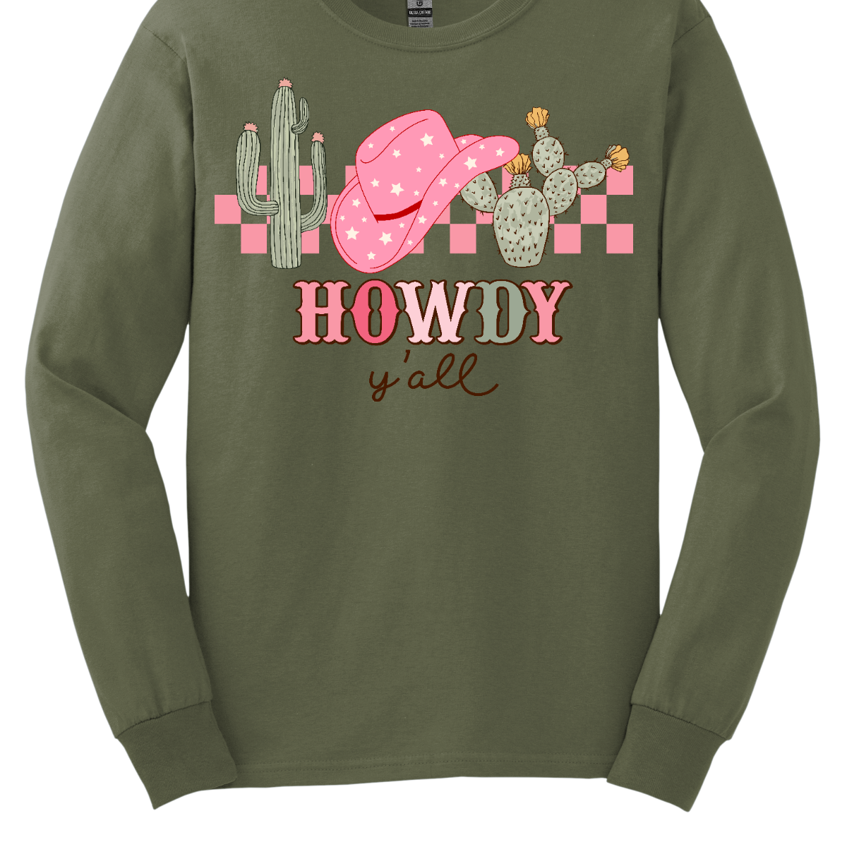 Introducing our "Howdy Ya'll" T-shirt – a spirited and charming garment that welcomes everyone with a touch of Southern hospitality. This shirt features a delightful design adorned with cactuses and a stylish cowgirl hat, creating a perfect blend of country Western flair and friendly greetings. The cactuses add a touch of desert charm, while the cowgirl hat brings a stylish and playful element to the overall design. Shop at Gorgeousware.com