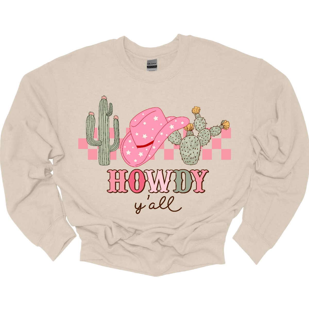 Introducing our "Howdy Ya'll" T-shirt – a spirited and charming garment that welcomes everyone with a touch of Southern hospitality. This shirt features a delightful design adorned with cactuses and a stylish cowgirl hat, creating a perfect blend of country Western flair and friendly greetings. The cactuses add a touch of desert charm, while the cowgirl hat brings a stylish and playful element to the overall design. Shop at Gorgeousware.com