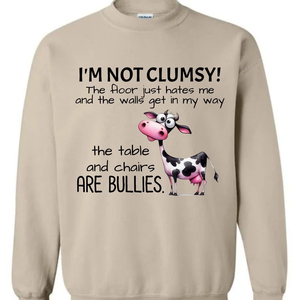 Ever feel like the universe is out to get you? With our “I’m not clumsy! The floor just hates me, and the walls get in my way, the tables and chairs are bullies” t-shirt, you can wear your battle scars with pride! Featuring a cheeky bull design, this shirt is perfect for anyone who’s had their fair share of run-ins with furniture and flooring. Shop at Gorgeousware.com