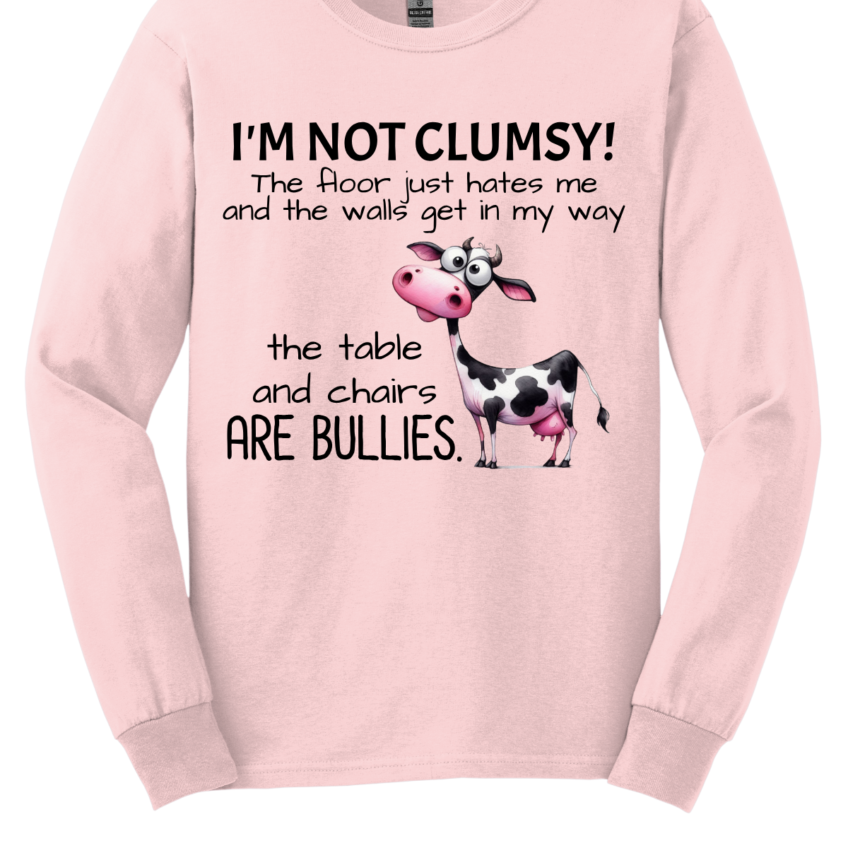 Ever feel like the universe is out to get you? With our “I’m not clumsy! The floor just hates me, and the walls get in my way, the tables and chairs are bullies” t-shirt, you can wear your battle scars with pride! Featuring a cheeky bull design, this shirt is perfect for anyone who’s had their fair share of run-ins with furniture and flooring. Shop at Gorgeousware.com