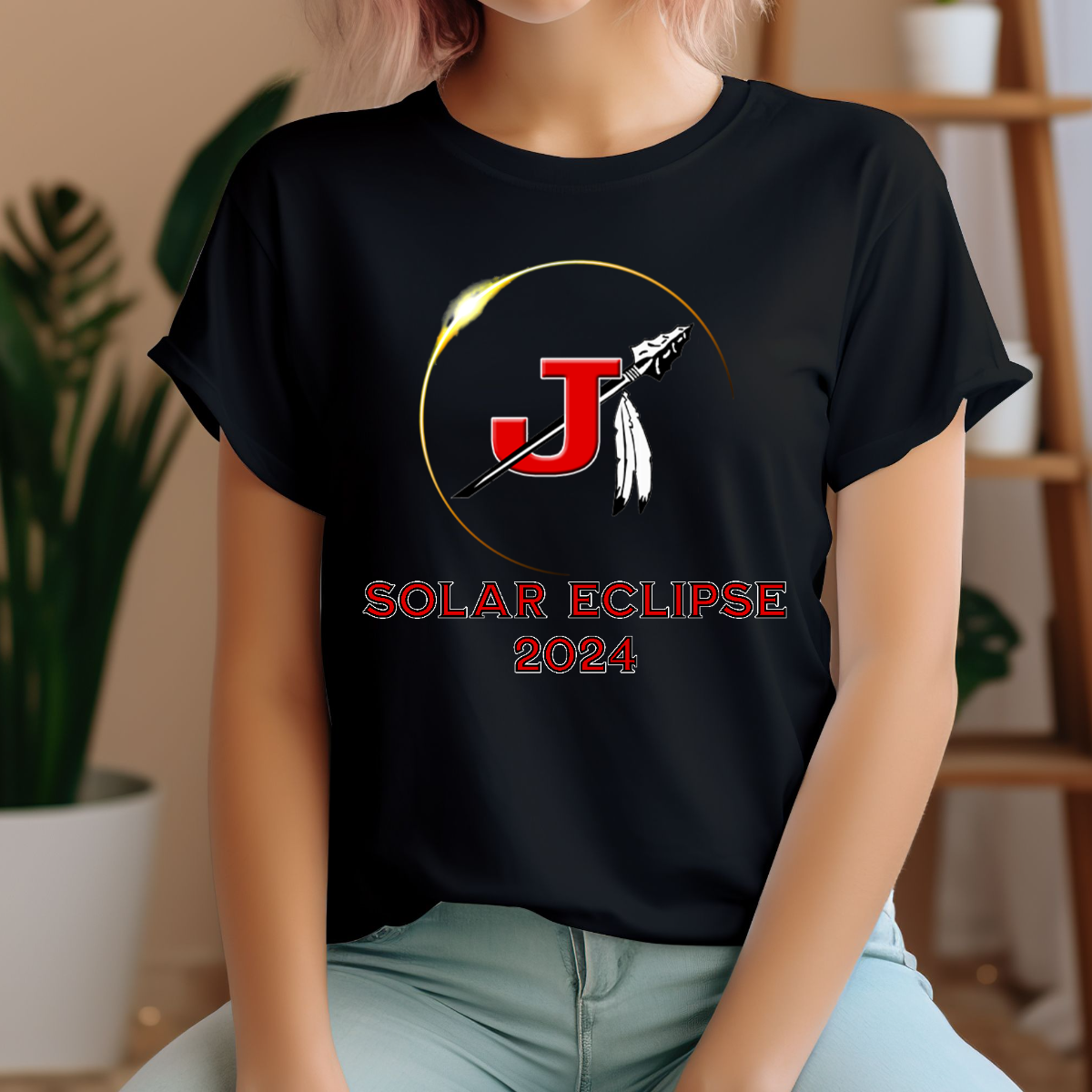  Embrace the celestial dance with our 'Jackson Solar Eclipse' t-shirt! Capturing the awe-inspiring beauty of the cosmos, this design features the mesmerizing moment when the moon gracefully eclipses the sun over the iconic silhouette of the Jackson J-Spear. Crafted with premium quality materials and vibrant, fade-resistant prints, it's a wearable piece of art that celebrates the magic of the universe. Shop at Gorgeousware.com