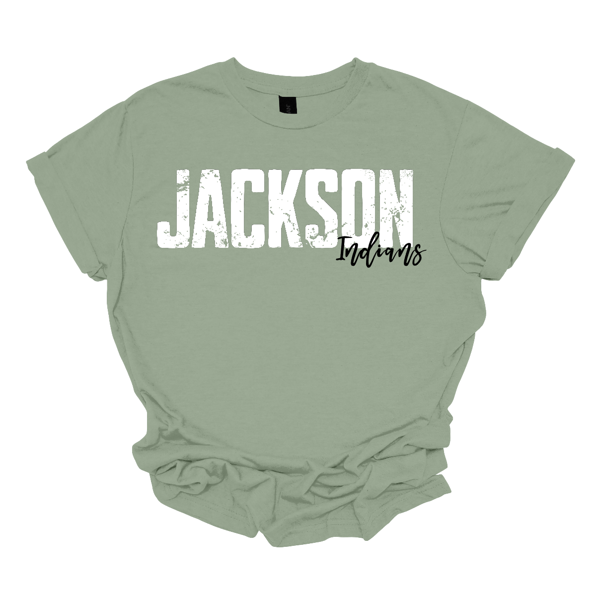 Unleash your school spirit with our grunge-style "Jackson" T-shirt! This design features bold, edgy "Jackson" text in a distressed, vintage font, paired with "Indians" in a playful cursive script that adds a splash of color and fun. The vibrant array of hues brings a pop of energy to your wardrobe, making this tee perfect for showing off your school pride in style. Shop at gorgeousware.com