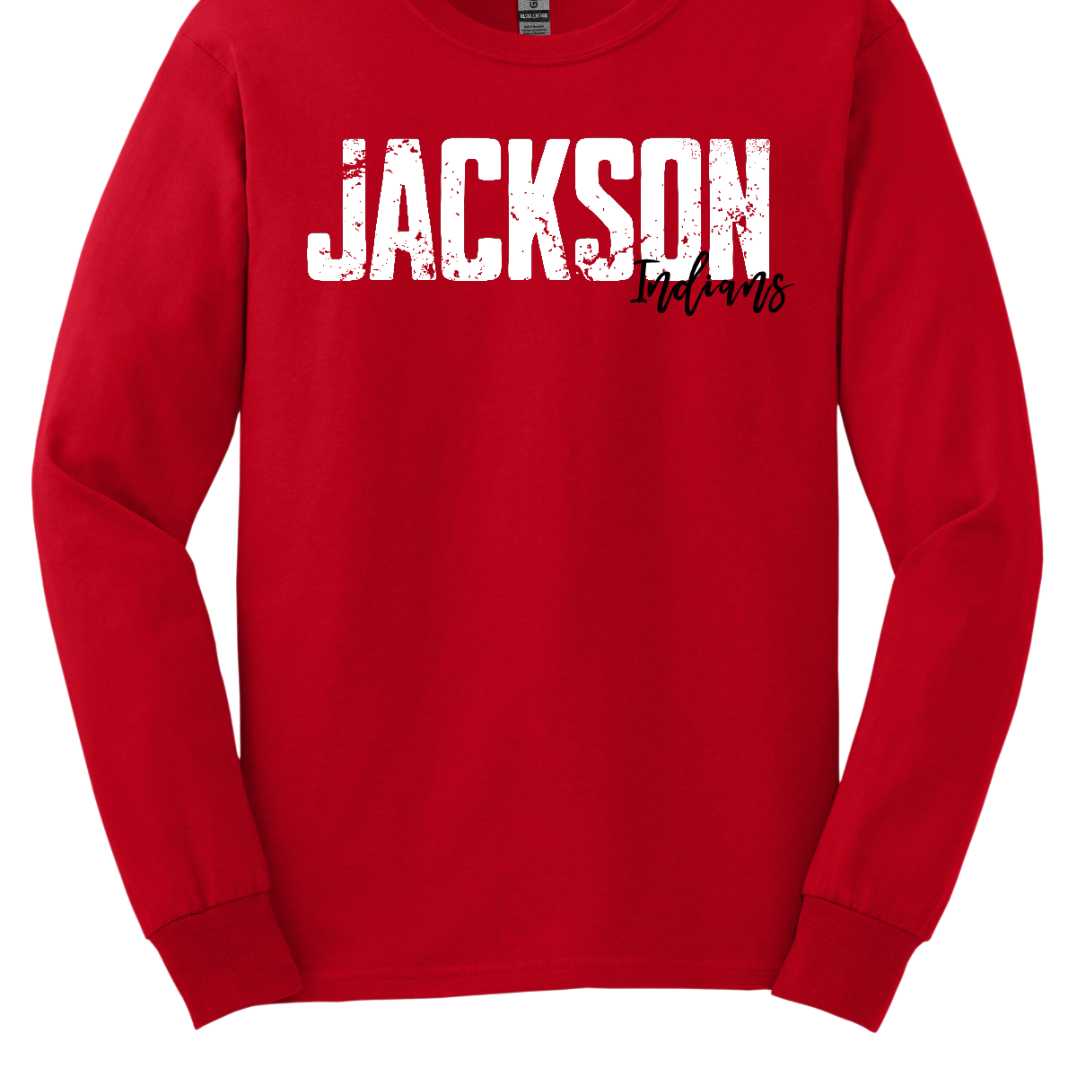 Unleash your school spirit with our grunge-style "Jackson" T-shirt! This design features bold, edgy "Jackson" text in a distressed, vintage font, paired with "Indians" in a playful cursive script that adds a splash of color and fun. The vibrant array of hues brings a pop of energy to your wardrobe, making this tee perfect for showing off your school pride in style. Shop at gorgeousware.com