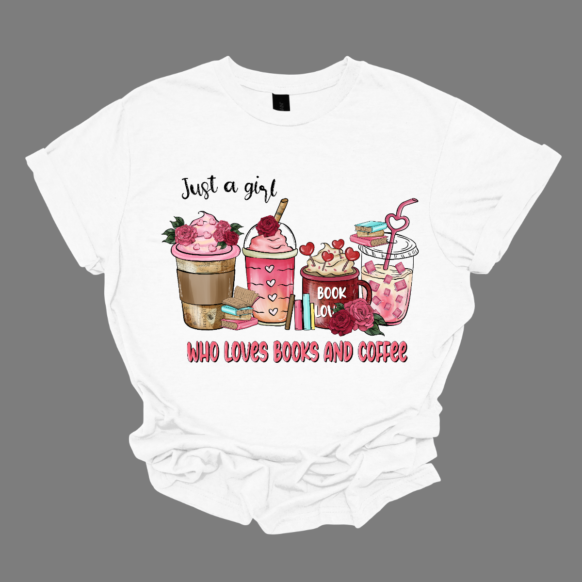 A perfect expression of the delightful combination of literature and the comforting embrace of a cup of coffee. This shirt is a simple yet powerful statement for the girls who find solace, joy, and inspiration in the world of books and the warmth of their favorite brew.  The design features an elegant and understated arrangement of the phrase "Just a Girl Who Loves Books and Coffee," emphasizing the wearer's passion for the simple pleasures of reading and sipping on a cup of coffee. Shop at Gorgeousware.com