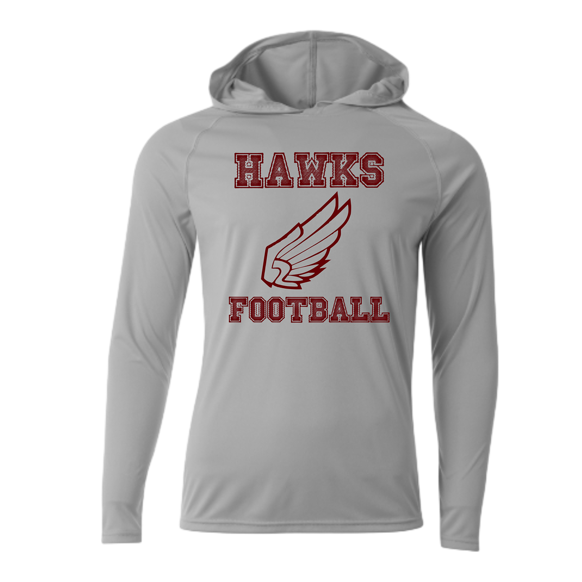 Kelly Football Hooded Dri FIt LS Wings