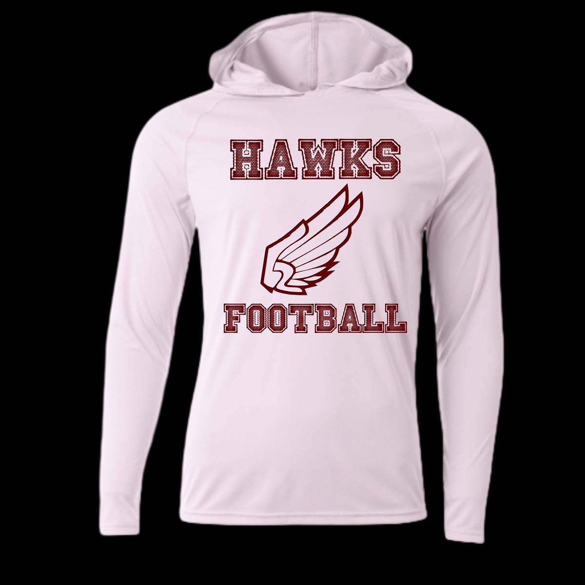 Kelly Football Hooded Dri FIt LS Wings