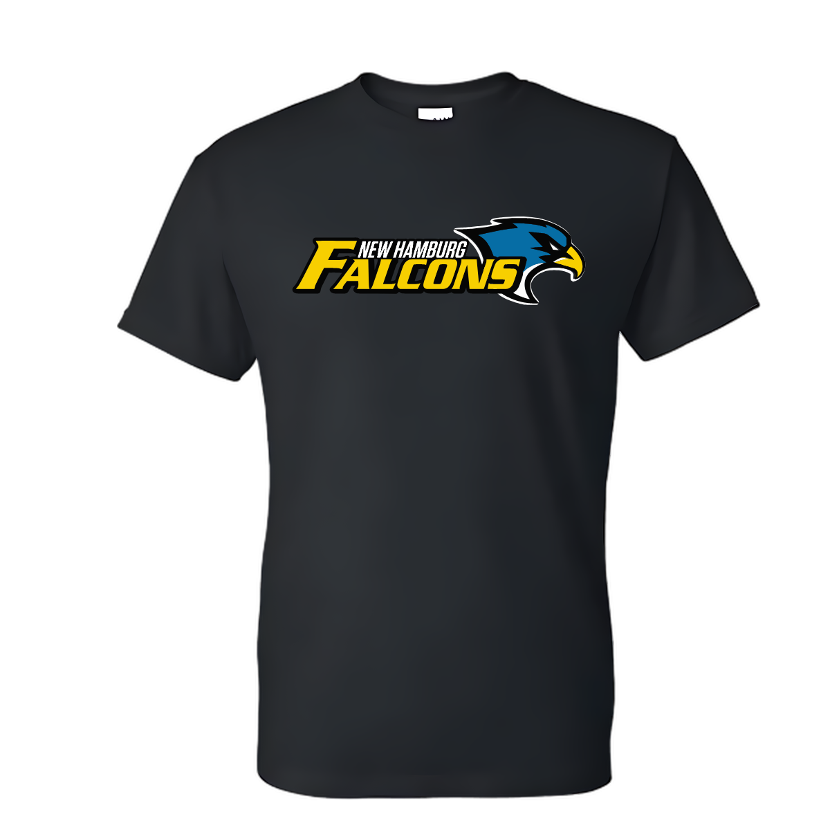 The New Hamburg Falcons short sleeve shirt is a sporty and casual top designed for fans and supporters of the New Hamburg Falcons. It features a lightweight and breathable fabric, making it ideal for everyday wear or athletic activities. Typically, the shirt includes the Falcons' logo, team colors, and branding details, showcasing team pride in a stylish way. Its short sleeves and comfortable fit make it versatile for various occasions.