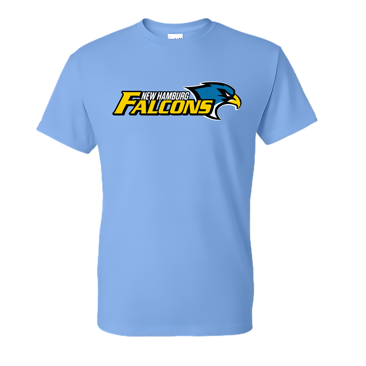 The New Hamburg Falcons short sleeve shirt is a sporty and casual top designed for fans and supporters of the New Hamburg Falcons. It features a lightweight and breathable fabric, making it ideal for everyday wear or athletic activities. Typically, the shirt includes the Falcons' logo, team colors, and branding details, showcasing team pride in a stylish way. Its short sleeves and comfortable fit make it versatile for various occasions.