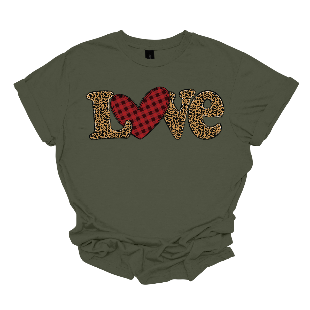 Unleash your wild side with our 'Love' T-shirt, featuring fierce cheetah print writing that adds a touch of untamed style. The 'o' in 'Love' is transformed into a vibrant red heart, infusing the design with passion and flair. This tee is a perfect blend of bold and romantic, making a statement that stands out.