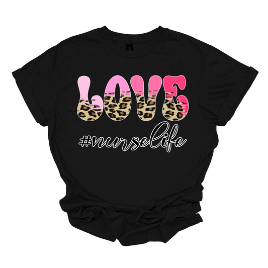 Celebrate the heart and soul of nursing with our 'LOVE #nurselife' T-shirt. This tee is a tribute to the dedicated and compassionate individuals who make a difference in the world of healthcare. The bold 'LOVE' typography is coupled with the hashtag 'nurselife,' creating a stylish and contemporary design that resonates with the nursing community.