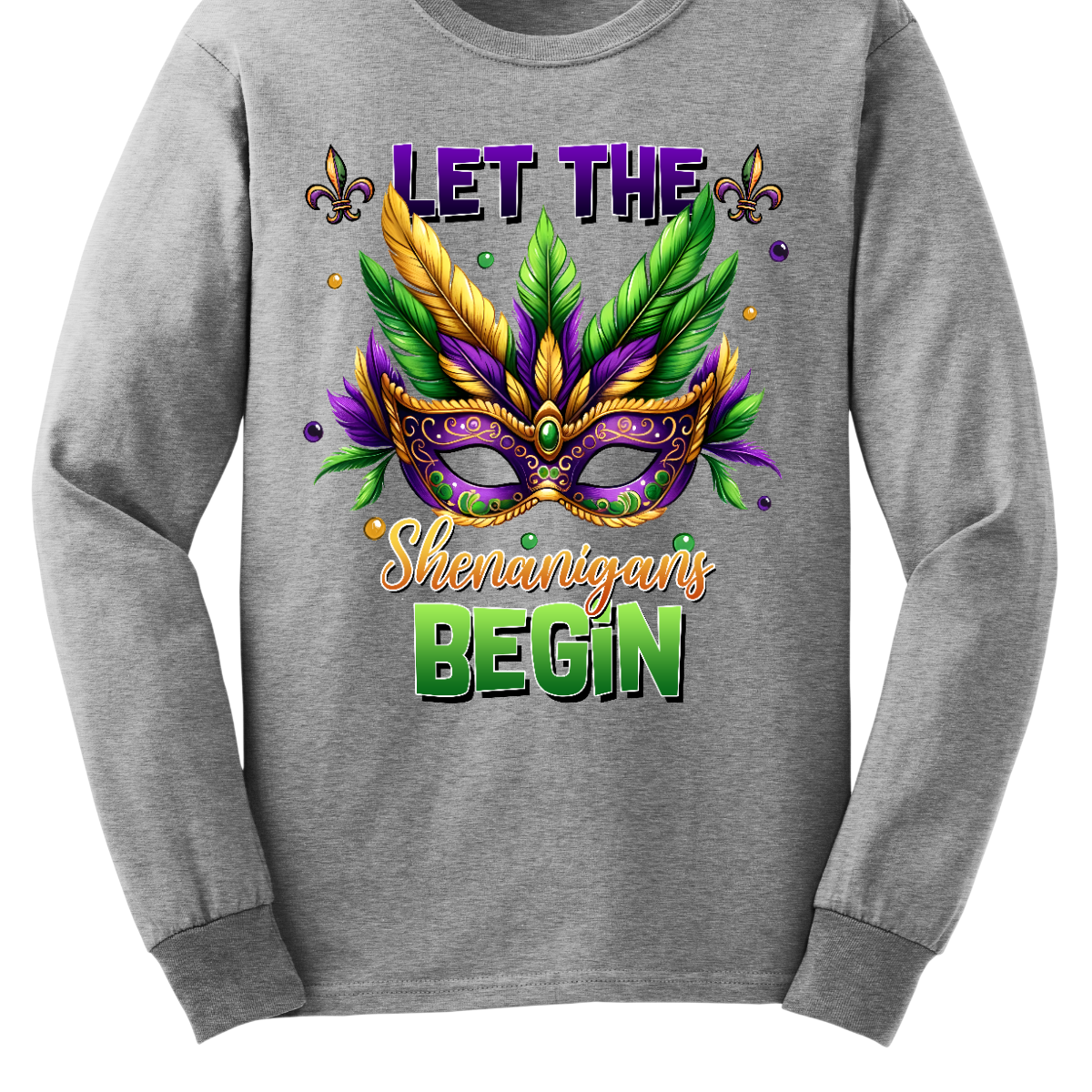 Get ready to unleash the revelry in style with our 'Let the Shenanigans Begin' Mardi Gras shirt! Featuring a vibrant Mardi Gras mask design, this shirt is your ticket to embracing the festive spirit and kicking off the celebration in true New Orleans fashion. Shop at Gorgeousware.com