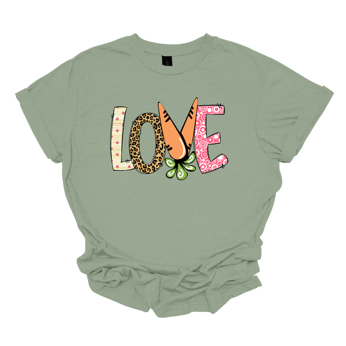 Get ready to celebrate Easter in style with our vibrant 'love' T-shirt! Each letter is adorned with a different spring pattern, capturing the essence of the season's beauty and renewal. But it's the 'V' that steals the show, cleverly crafted as two carrots, symbolizing growth and abundance. This shirt is a playful homage to Easter traditions, blending elements of nature with the warmth of love. Shop at Gorgeousware.com