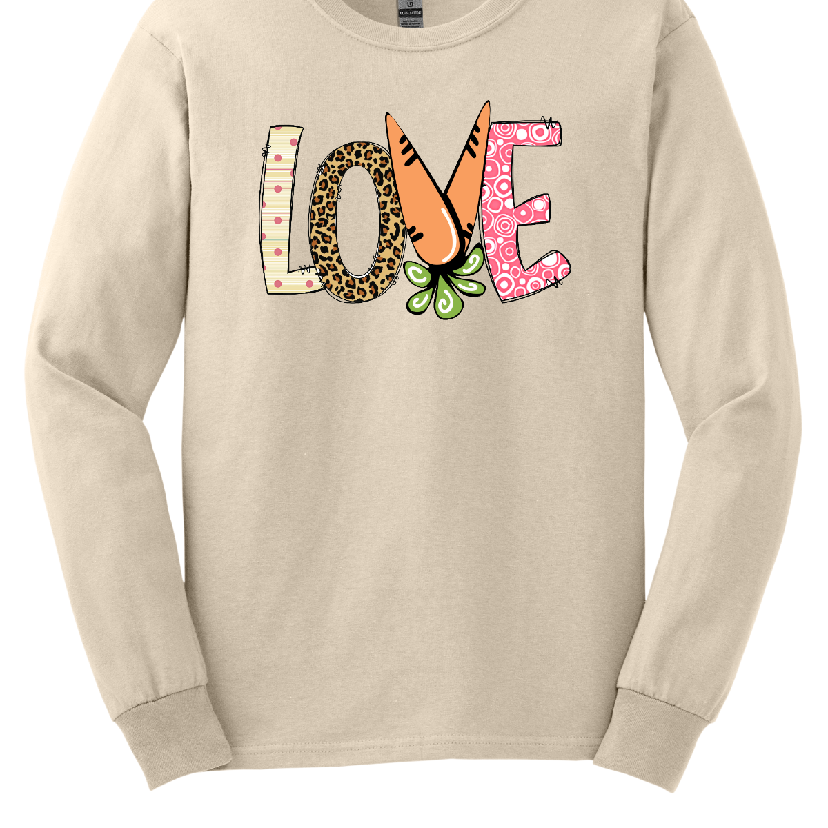 Get ready to celebrate Easter in style with our vibrant 'love' T-shirt! Each letter is adorned with a different spring pattern, capturing the essence of the season's beauty and renewal. But it's the 'V' that steals the show, cleverly crafted as two carrots, symbolizing growth and abundance. This shirt is a playful homage to Easter traditions, blending elements of nature with the warmth of love. Shop at Gorgeousware.com