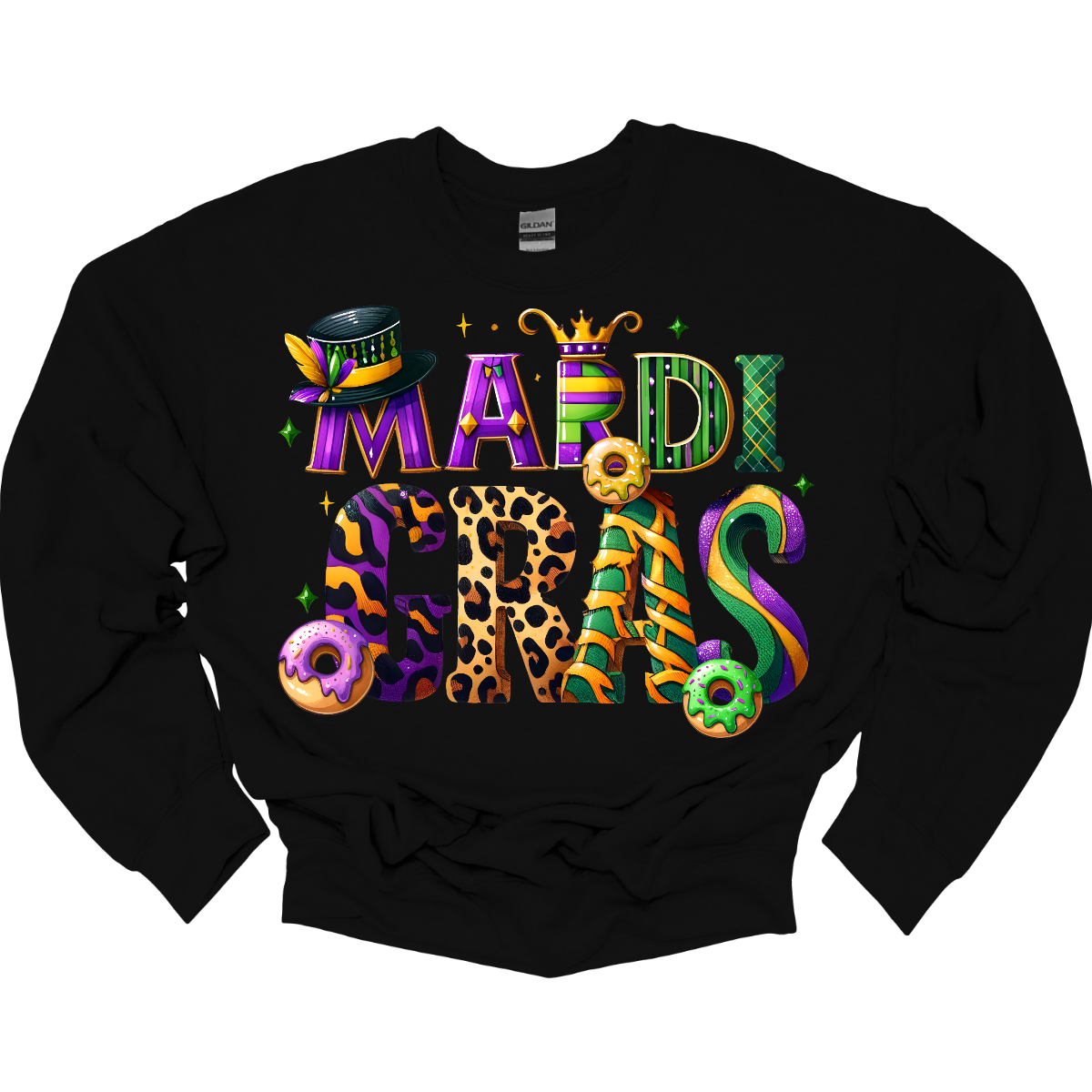 Step into the magical world of 'Mari Gras' with our enchanting t-shirt! Bursting with the vibrant colors of Mardi Gras, this whimsical design features playful imagery including tantalizing king cakes, elegant top hats, and a regal crown. Crafted in a fun and whimsical font, this shirt captures the essence of the celebration in every stitch. Shop at Gorgeousware.com