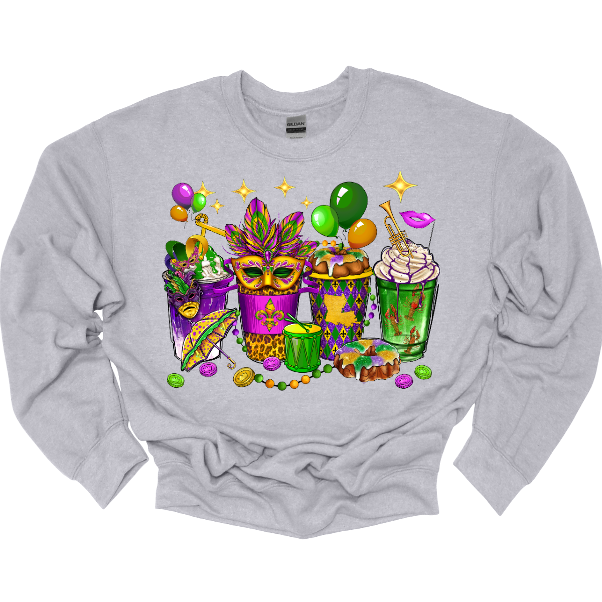 A vibrant and spirited homage to the lively festivities of this iconic carnival celebration. This shirt is a visual masterpiece, adorned with a dazzling array of symbols that encapsulate the true essence of Mardi Gras. From the intricate masquerade masks that evoke the mystery and allure of the carnival to the beaded necklaces that symbolize the joyous spirit of giving, this T-shirt is a tapestry of Mardi Gras symbols. Shop at Gorgeousware.com