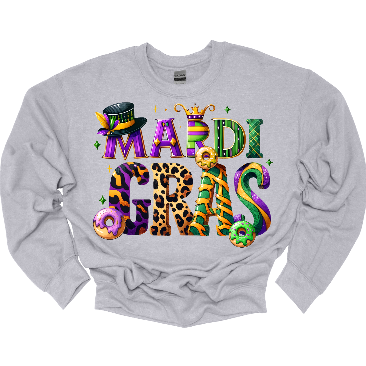 Step into the magical world of 'Mari Gras' with our enchanting t-shirt! Bursting with the vibrant colors of Mardi Gras, this whimsical design features playful imagery including tantalizing king cakes, elegant top hats, and a regal crown. Crafted in a fun and whimsical font, this shirt captures the essence of the celebration in every stitch. Shop at Gorgeousware.com