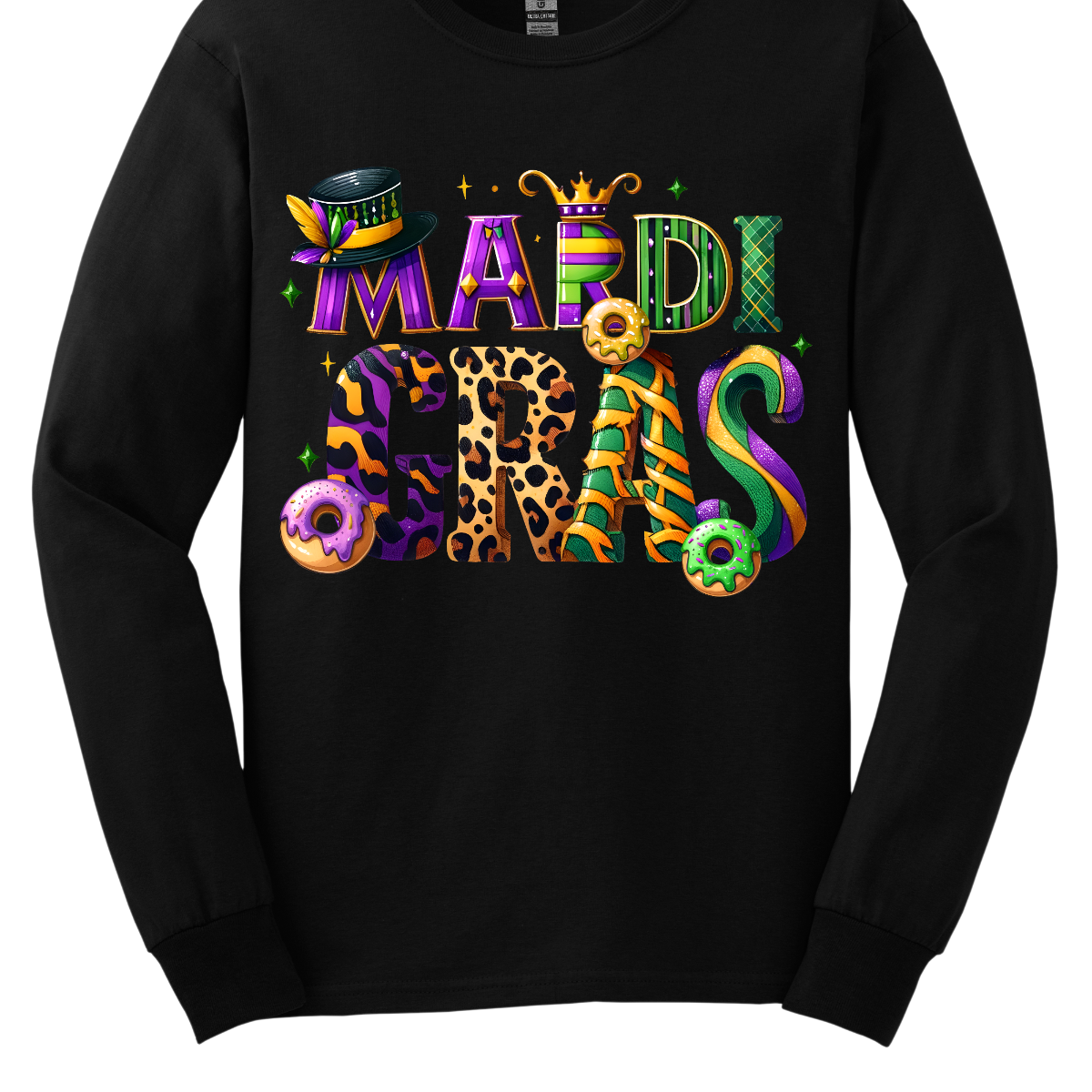 Step into the magical world of 'Mari Gras' with our enchanting t-shirt! Bursting with the vibrant colors of Mardi Gras, this whimsical design features playful imagery including tantalizing king cakes, elegant top hats, and a regal crown. Crafted in a fun and whimsical font, this shirt captures the essence of the celebration in every stitch. Shop at Gorgeousware.com