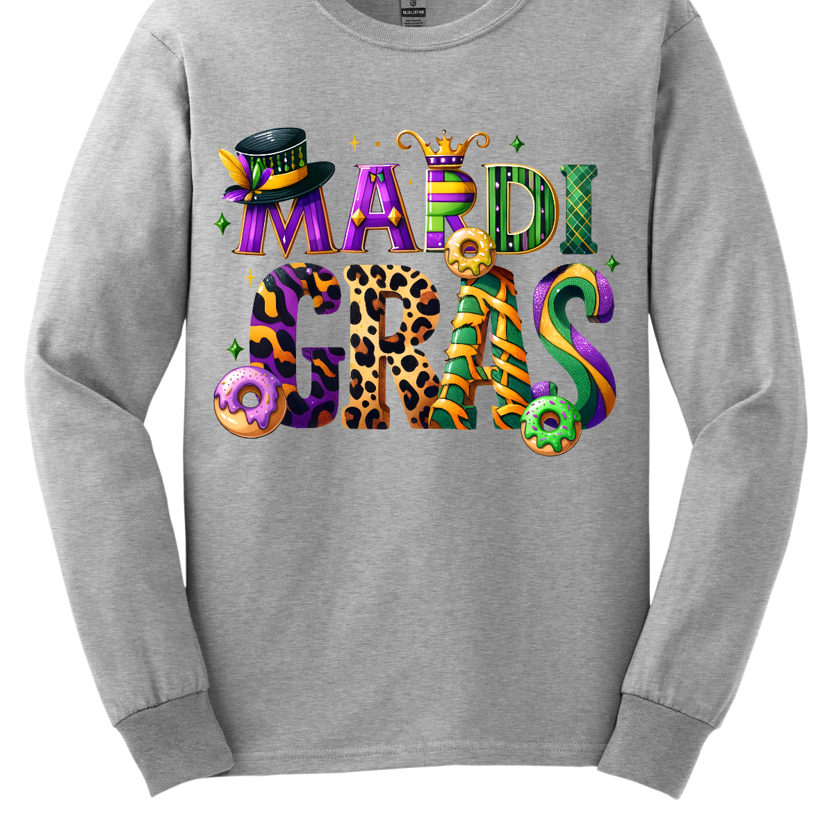 Step into the magical world of 'Mari Gras' with our enchanting t-shirt! Bursting with the vibrant colors of Mardi Gras, this whimsical design features playful imagery including tantalizing king cakes, elegant top hats, and a regal crown. Crafted in a fun and whimsical font, this shirt captures the essence of the celebration in every stitch. Shop at Gorgeousware.com