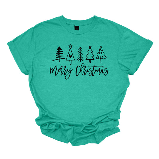 Merry Christmas with Trees - black lettering