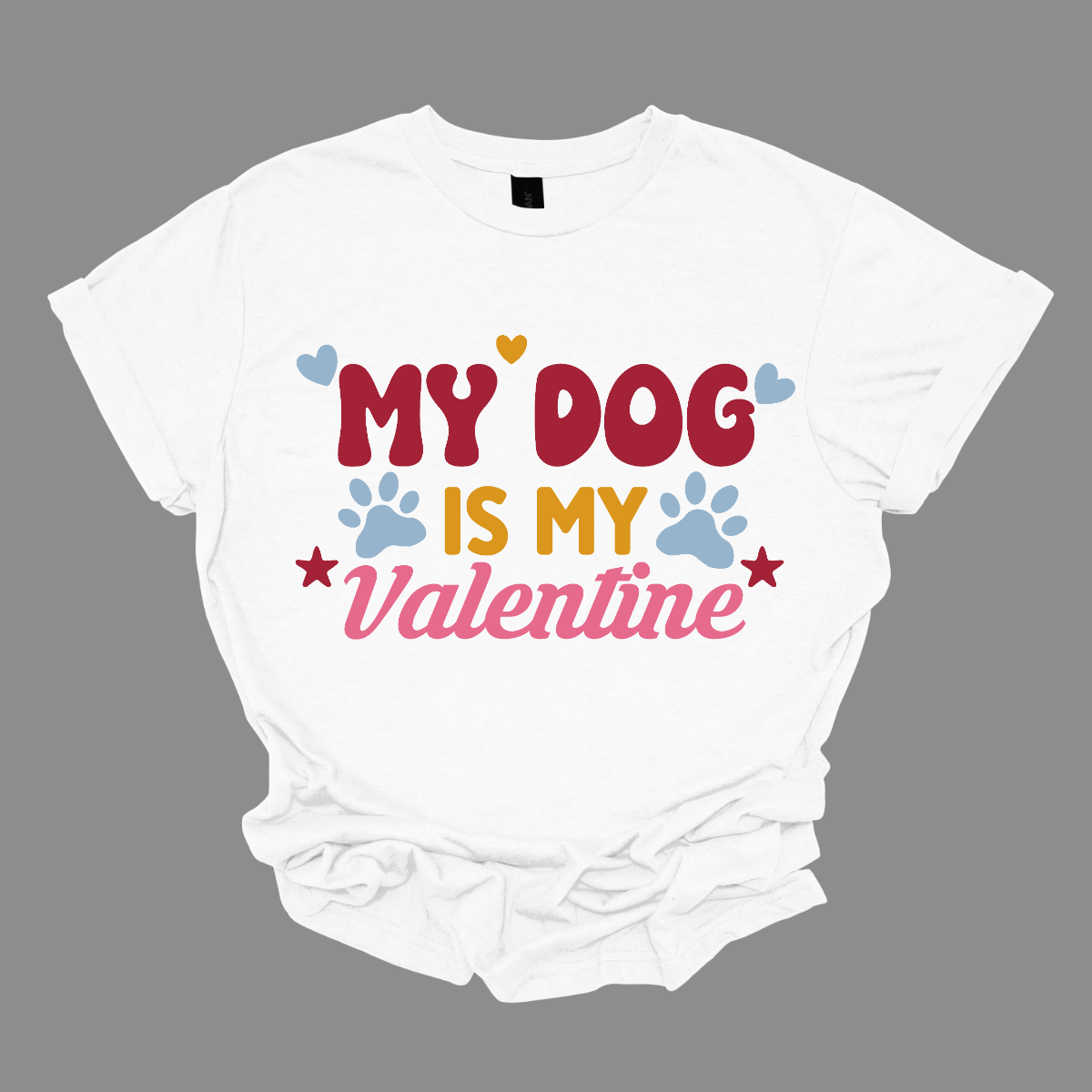  Declare your furry love story with our 'My Dog is My Valentine' T-shirt. This charming tee is a perfect expression of the deep bond between you and your canine companion. The heartfelt message takes center stage, surrounded by paw prints, capturing the unconditional love and loyalty that only a dog can offer. Shop at Gorgeousware.com today!