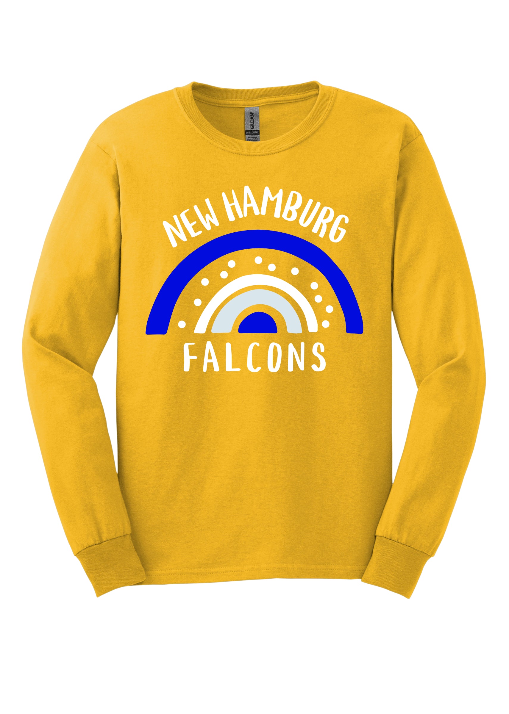 Brighten up your school spirit with our New Hamburg Falcons apparel featuring a playful and vibrant design! This spirited piece showcases a whimsical rainbow pattern adorned with cheerful polka dots, adding a touch of fun and color to your wardrobe. The rainbow arcs gracefully across the design, symbolizing hope and unity, while the New Hamburg Falcons logo stands out prominently in the center. Shop at Gorgeousware.com