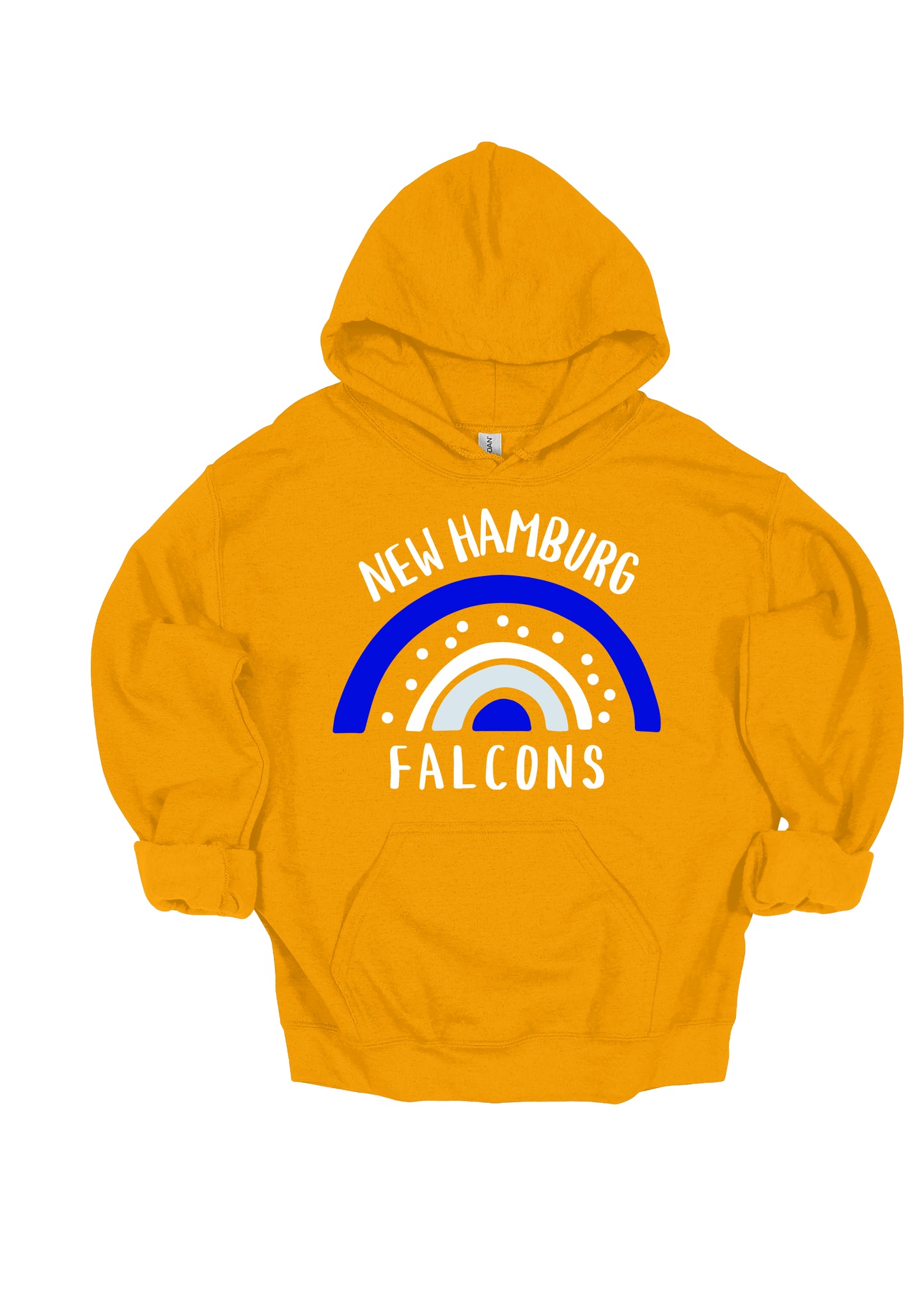 Brighten up your school spirit with our New Hamburg Falcons apparel featuring a playful and vibrant design! This spirited piece showcases a whimsical rainbow pattern adorned with cheerful polka dots, adding a touch of fun and color to your wardrobe. The rainbow arcs gracefully across the design, symbolizing hope and unity, while the New Hamburg Falcons logo stands out prominently in the center. Shop at Gorgeousware.com