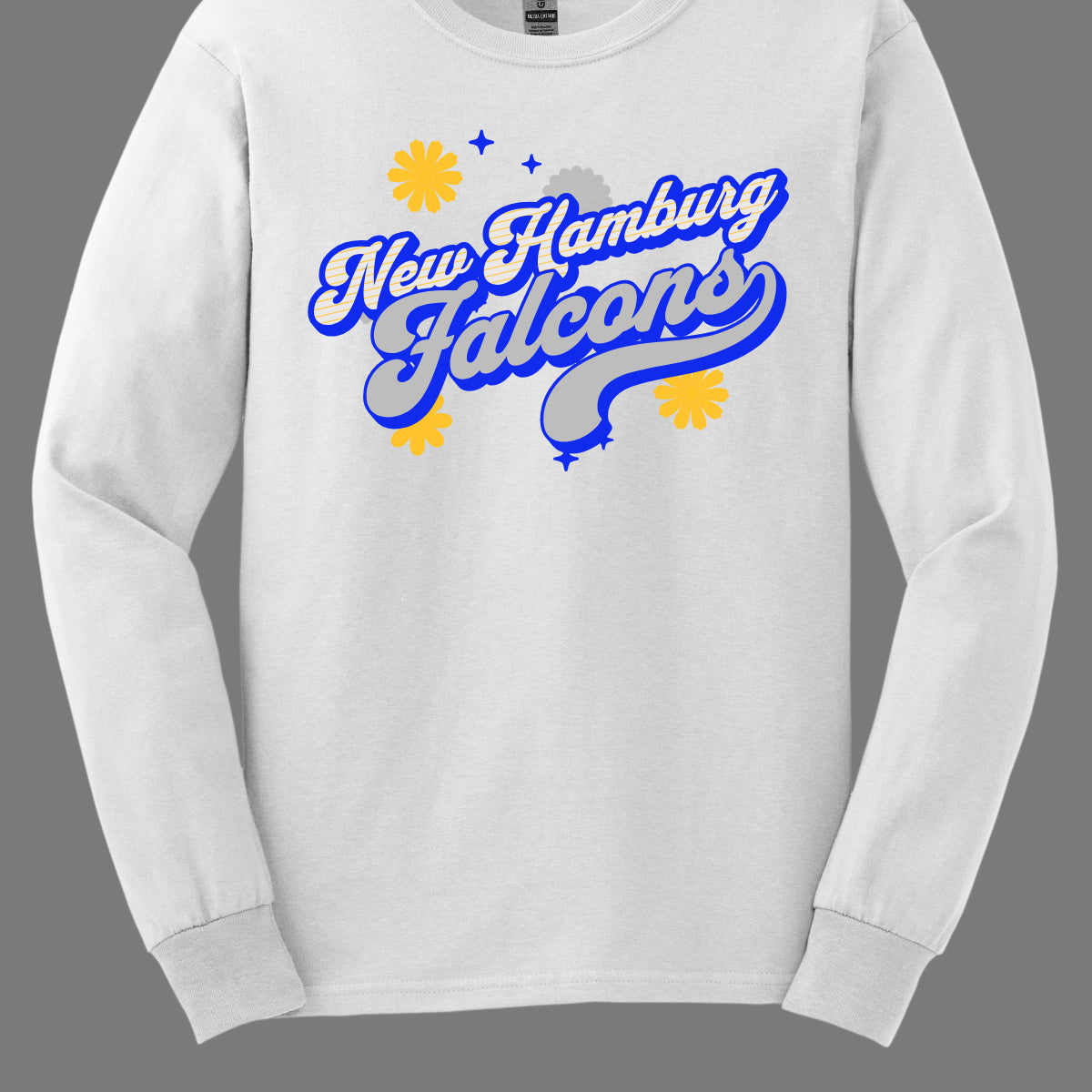 Embrace your Falcon pride with our New Hamburg Falcons spirit wear, featuring a retro-inspired free spirit design! This apparel showcases a vibrant, nostalgic color palette that channels the groovy vibes of the past while celebrating your school spirit. The design includes bold, flowing shapes and energetic hues that evoke a sense of freedom and enthusiasm, perfectly capturing the dynamic spirit of the New Hamburg Falcons. Shop at Gorgeousware.com