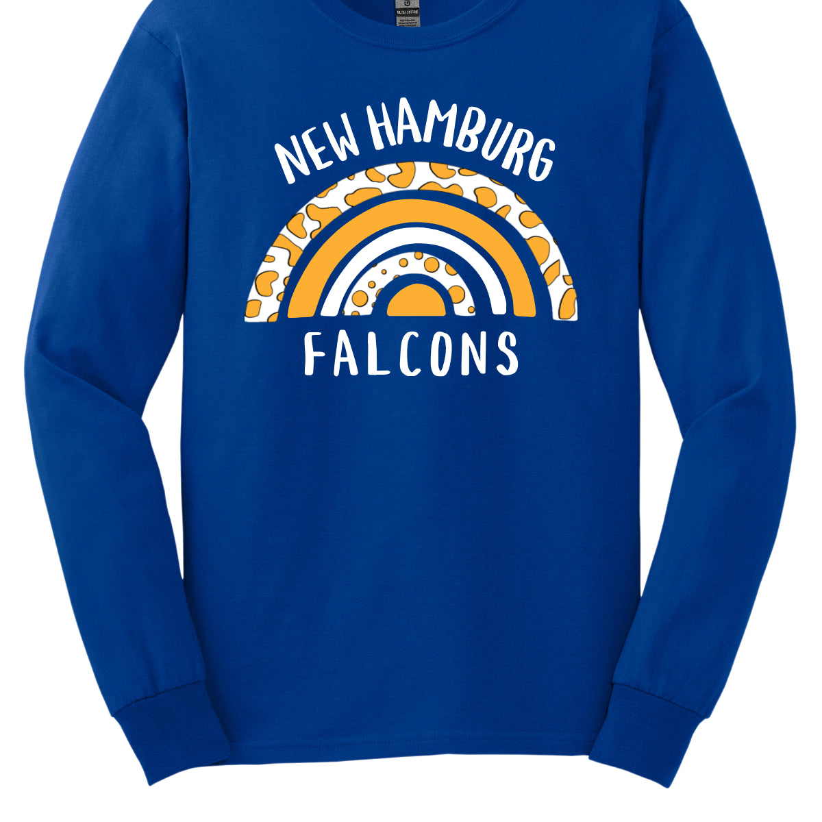 Show off your unique Falcon spirit with our New Hamburg Falcons apparel featuring a one-of-a-kind design! This eye-catching piece highlights a whimsical rainbow pattern, infused with a bold cheetah print for an adventurous twist. The playful rainbow arcs across the design, blending vibrant colors with the fierce, energetic vibe of the cheetah print Shop at Gorgeousware.com