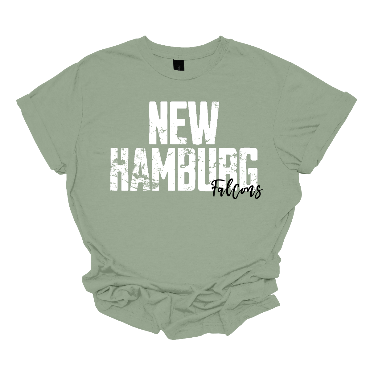 Unleash your school spirit with our grunge-style "New Hamburg" T-shirt! This design features bold, edgy "New Hamburg" text in a distressed, vintage font, paired with "Falcons" in a playful cursive script that adds a splash of color and fun. The vibrant array of hues brings a pop of energy to your wardrobe, making this tee perfect for showing off your school pride in style. Shop at Gorgeousware.com