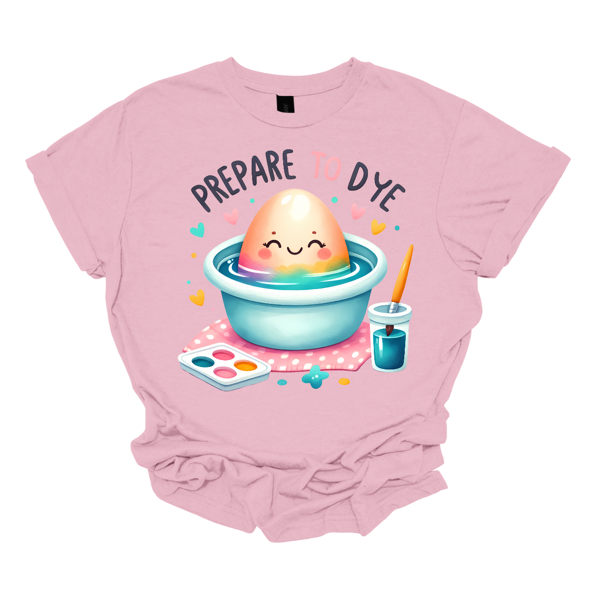 Get ready to add a splash of color to your Easter celebrations with our 'Prepare to Dye' T-shirt! This playful design features an Easter egg sitting in a bowl of dye alongside a paintbrush, capturing the excitement of decorating eggs for the holiday. Shop at Gorgeousware.com