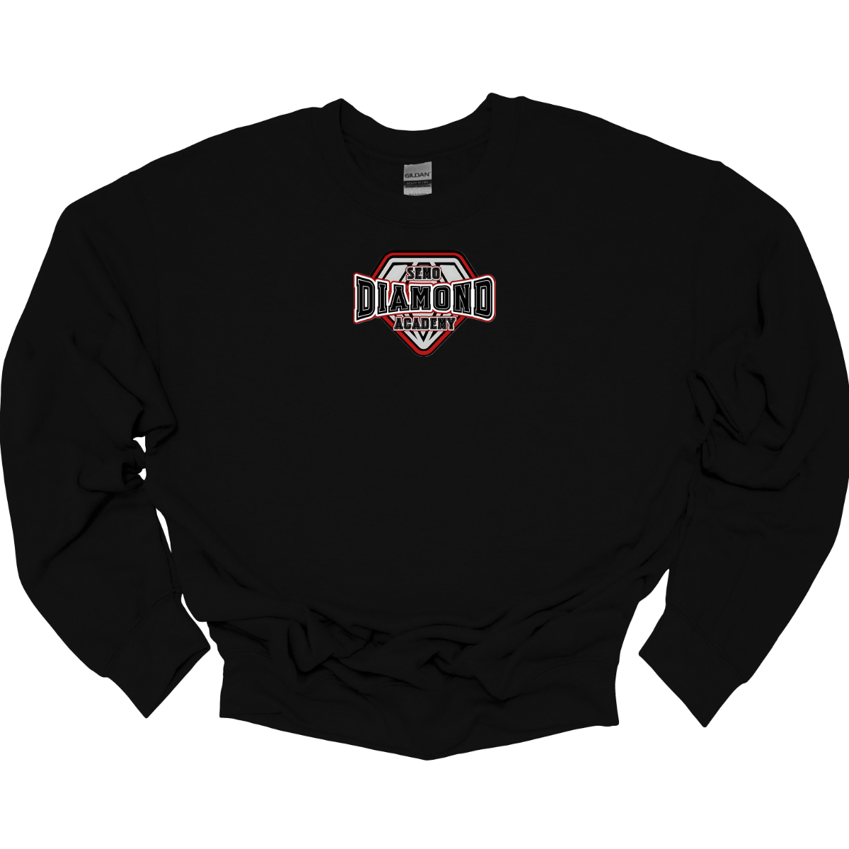Black sweatshirt with a "SEMO Diamond Academy" logo on the chest against a white background