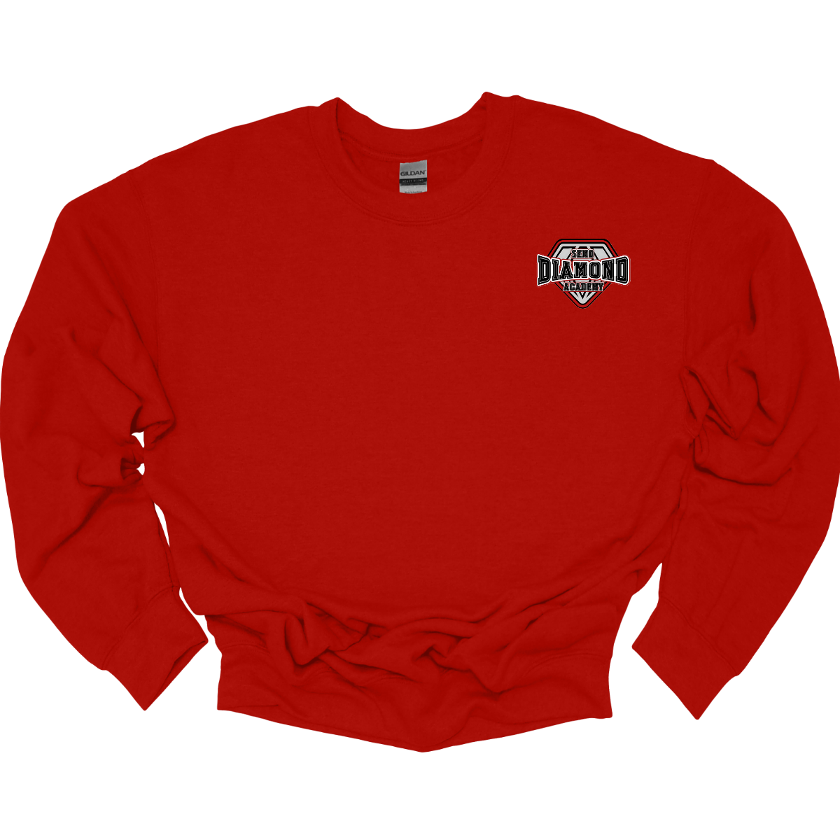 Red sweatshirt with a "SEMO Diamond Academy" logo on the chest against a white background