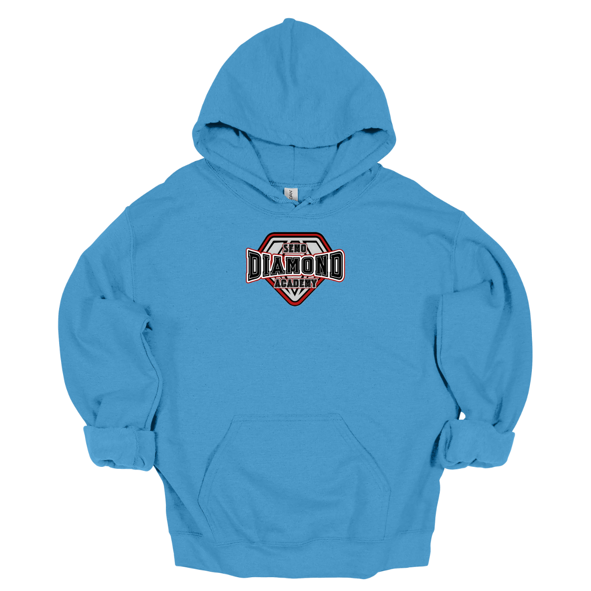 Blue hoodie with  a "SEMO Diamond Academy" logo on the chest against a white background