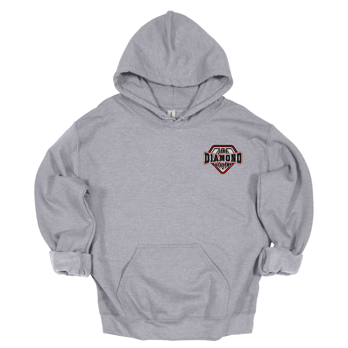 Gray hoodie with a "SEMO Diamond Academy" logo on the chest against a white background