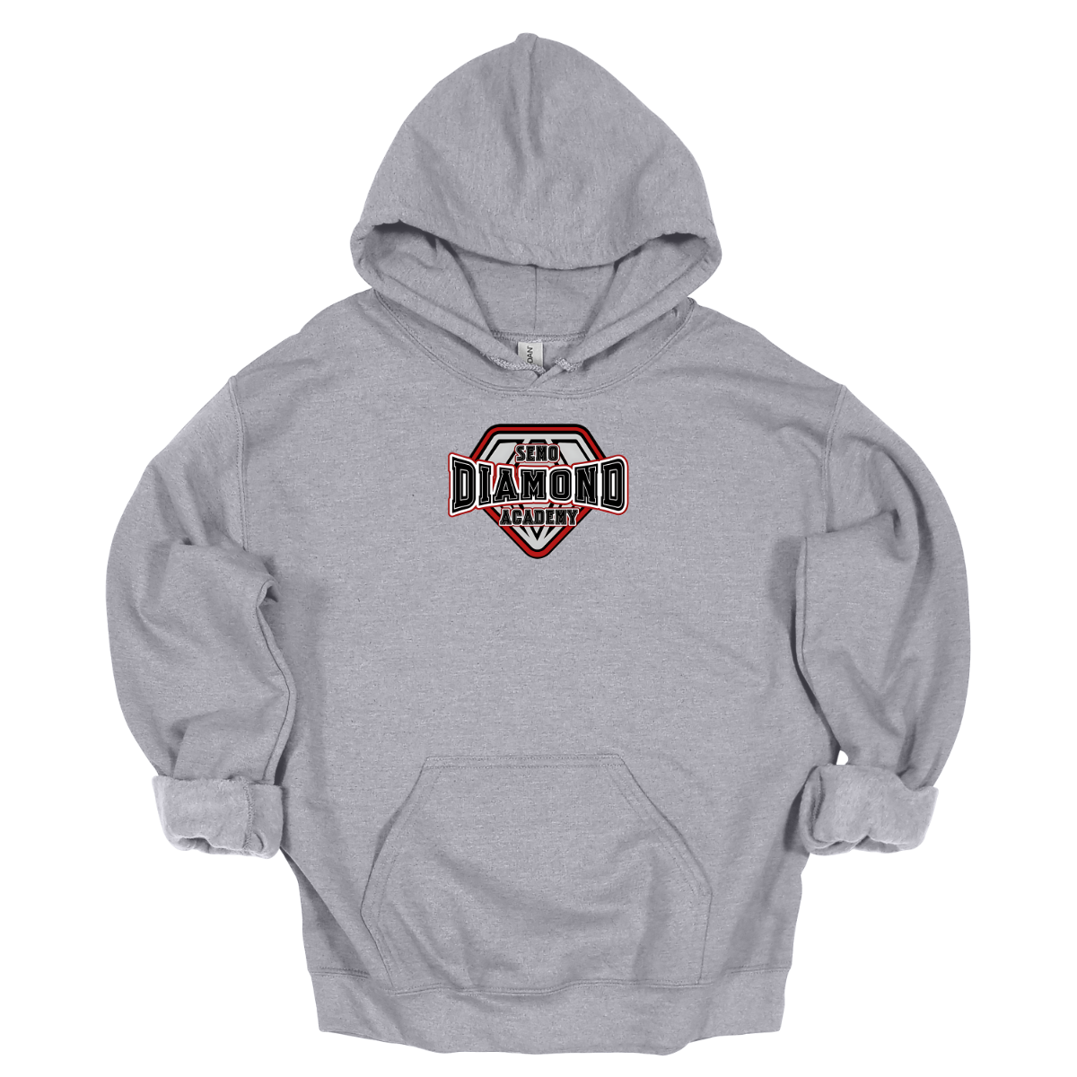 Gray hoodie with a "SEMO Diamond Academy" logo on the chest against a white background