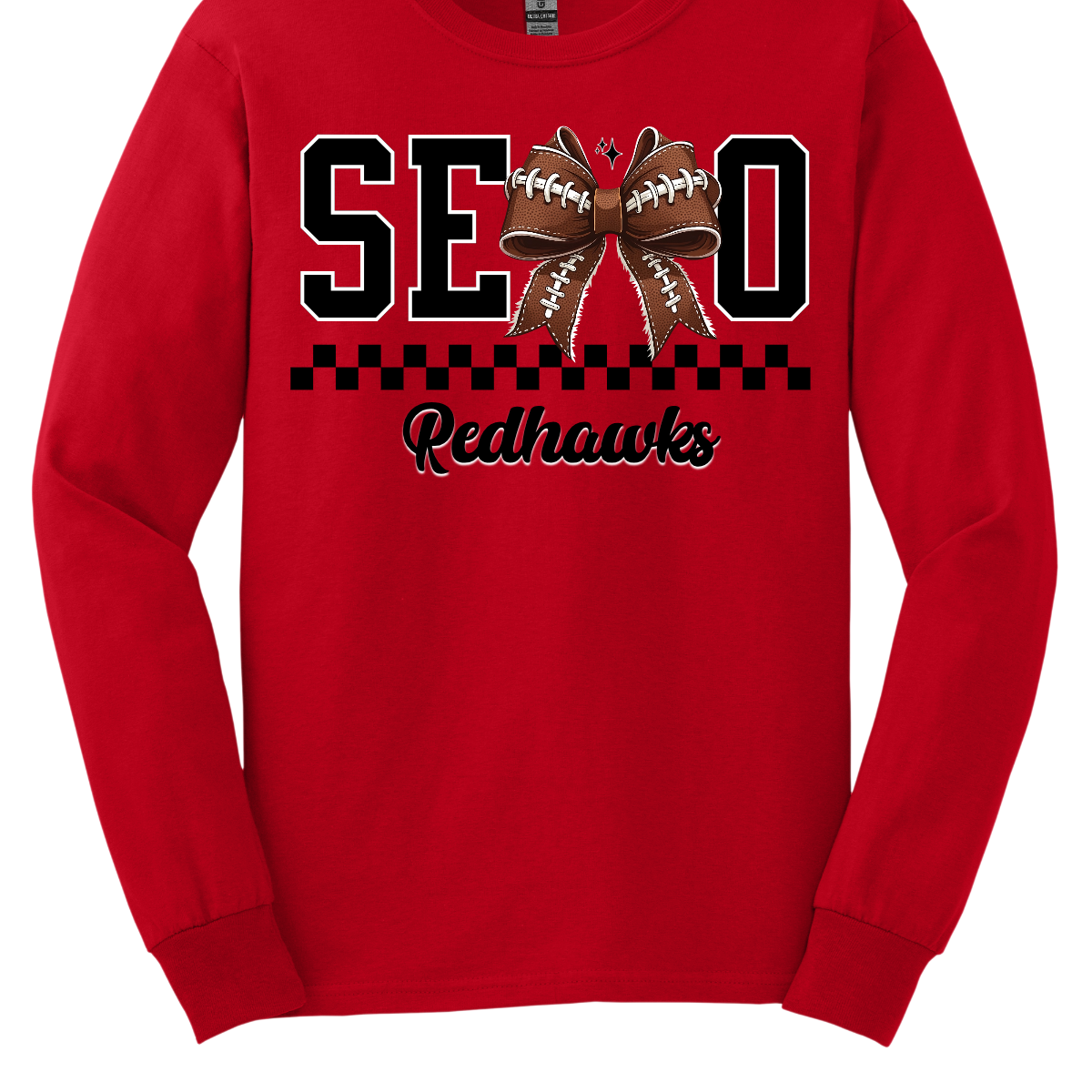 Gear up your Redhawk fan with our stylish youth SEMO apparel, available in short/ long sleeve, crewneck, and hoodie options! Featuring bold black SEMO lettering with a creative twist—the letter M is playfully replaced by a croquette football bow, adding a fun, sporty vibe. A sleek checkerboard underline ties the look together, while "Redhawks" is written in a stylish cursive script for the perfect finishing touch.
Shop at Gorgeousware.com today!
