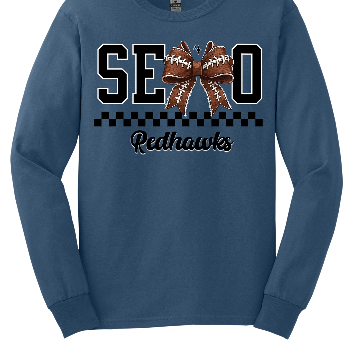 Bold black SEMO lettering with a football bow replacing the “M,” checkerboard underline, and “Redhawks” in sleek cursive. Available in short and long sleeves—perfect for game day or everyday wear! 
Shop at Gorgeousware.com today!
