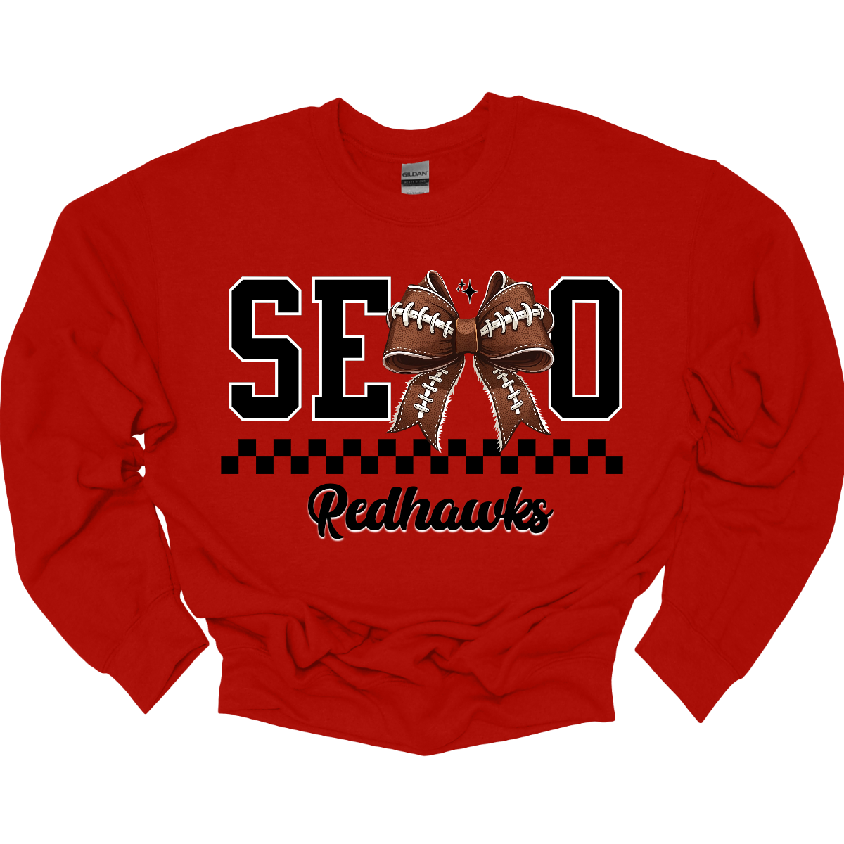 Gear up your Redhawk fan with our stylish youth SEMO apparel, available in short/ long sleeve, crewneck, and hoodie options! Featuring bold black SEMO lettering with a creative twist—the letter M is playfully replaced by a croquette football bow, adding a fun, sporty vibe. A sleek checkerboard underline ties the look together, while "Redhawks" is written in a stylish cursive script for the perfect finishing touch.
Shop at Gorgeousware.com today!
