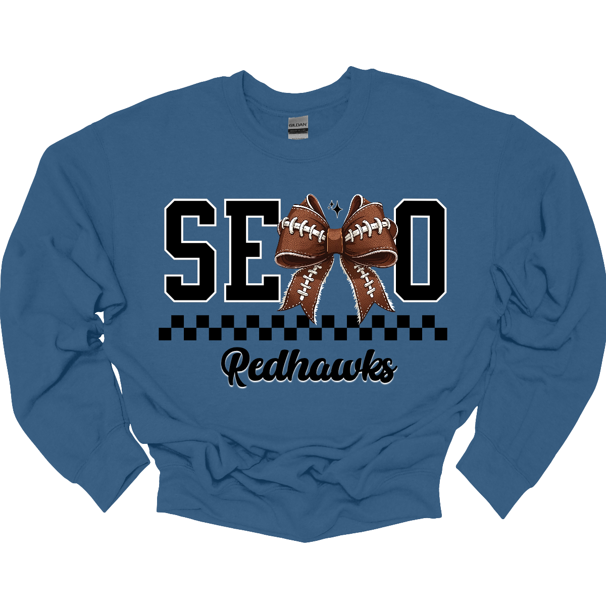Bold black SEMO lettering with a football bow replacing the “M,” checkerboard underline, and “Redhawks” in sleek cursive. Available in crewneck and hoodie—perfect for game day or everyday wear! 
Shop at Gorgeousware.com today!
