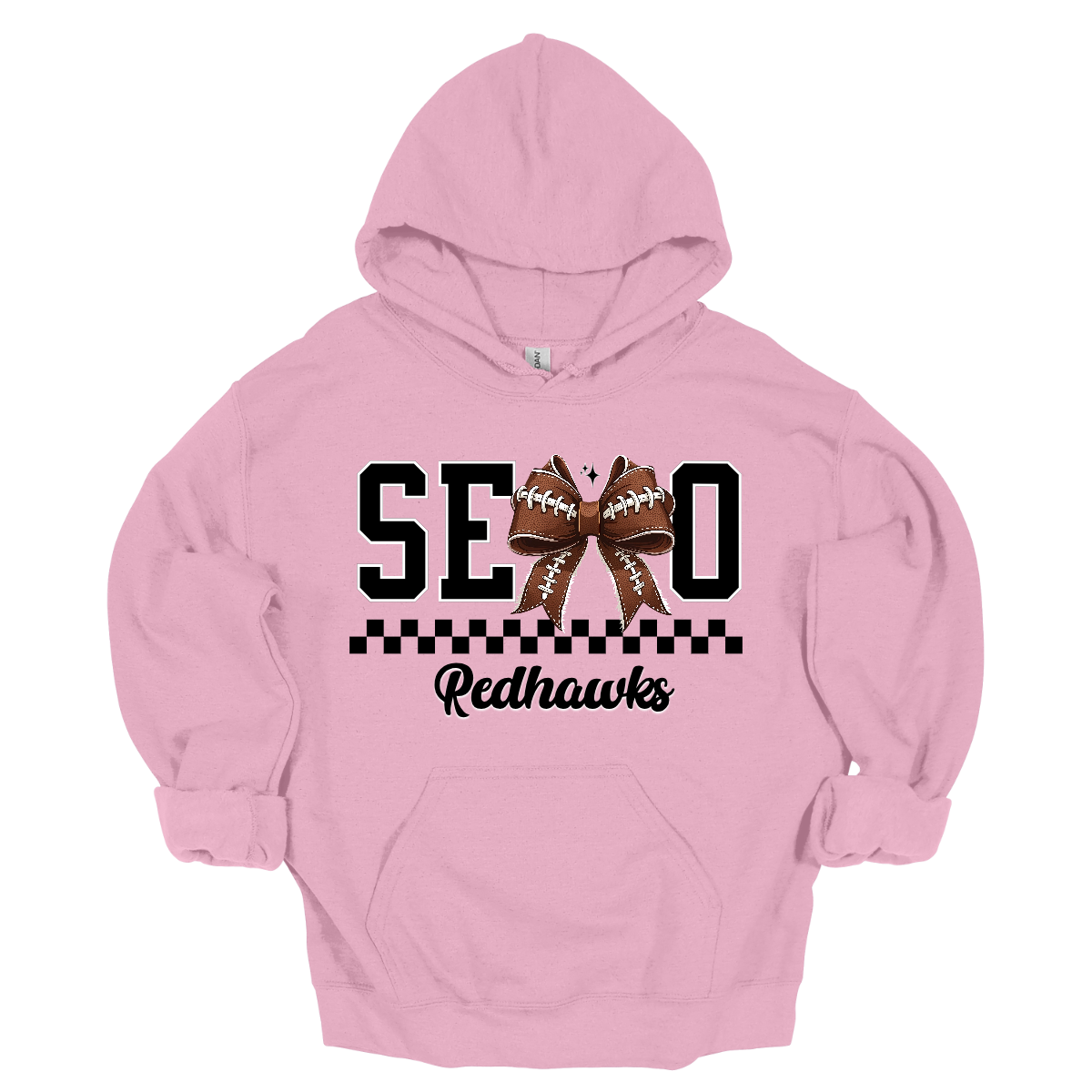 Gear up your Redhawk fan with our stylish youth SEMO apparel, available in short/ long sleeve, crewneck, and hoodie options! Featuring bold black SEMO lettering with a creative twist—the letter M is playfully replaced by a croquette football bow, adding a fun, sporty vibe. A sleek checkerboard underline ties the look together, while "Redhawks" is written in a stylish cursive script for the perfect finishing touch.
Shop at Gorgeousware.com today!
