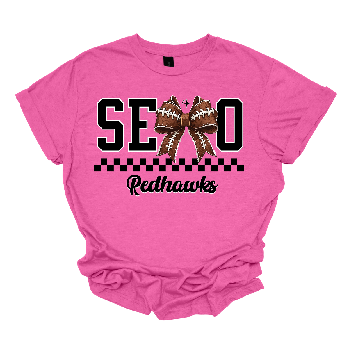 Gear up your Redhawk fan with our stylish youth SEMO apparel, available in short/ long sleeve, crewneck, and hoodie options! Featuring bold black SEMO lettering with a creative twist—the letter M is playfully replaced by a croquette football bow, adding a fun, sporty vibe. A sleek checkerboard underline ties the look together, while "Redhawks" is written in a stylish cursive script for the perfect finishing touch.
Shop at Gorgeousware.com today!
