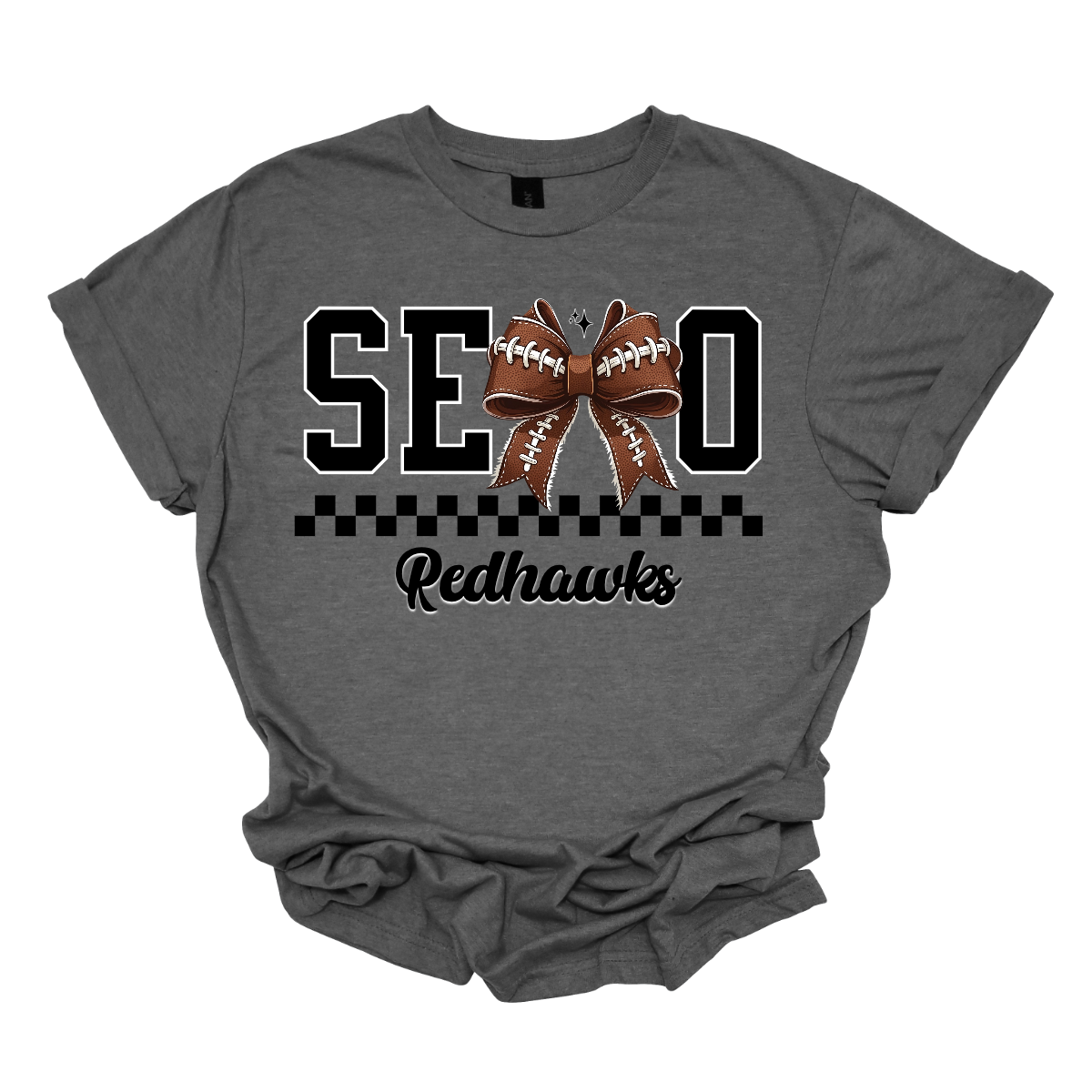 Gear up your Redhawk fan with our stylish youth SEMO apparel, available in short/ long sleeve, crewneck, and hoodie options! Featuring bold black SEMO lettering with a creative twist—the letter M is playfully replaced by a croquette football bow, adding a fun, sporty vibe. A sleek checkerboard underline ties the look together, while "Redhawks" is written in a stylish cursive script for the perfect finishing touch.
Shop at Gorgeousware.com today!
