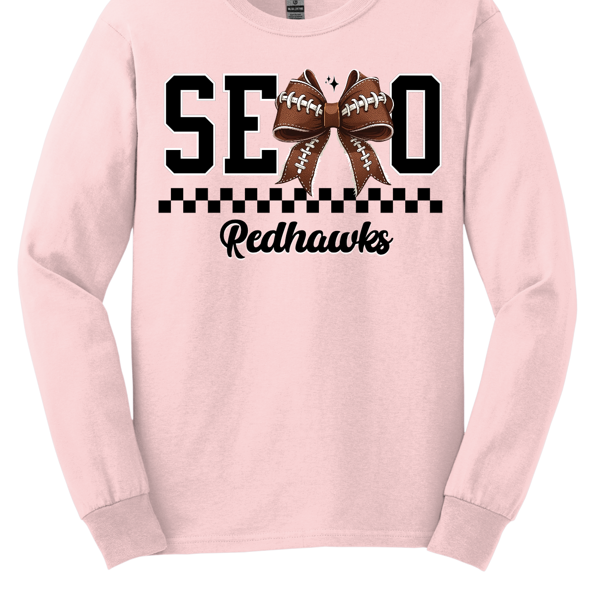 Bold black SEMO lettering with a football bow replacing the “M,” checkerboard underline, and “Redhawks” in sleek cursive. Available in short and long sleeves—perfect for game day or everyday wear! 
Shop at Gorgeousware.com today!
