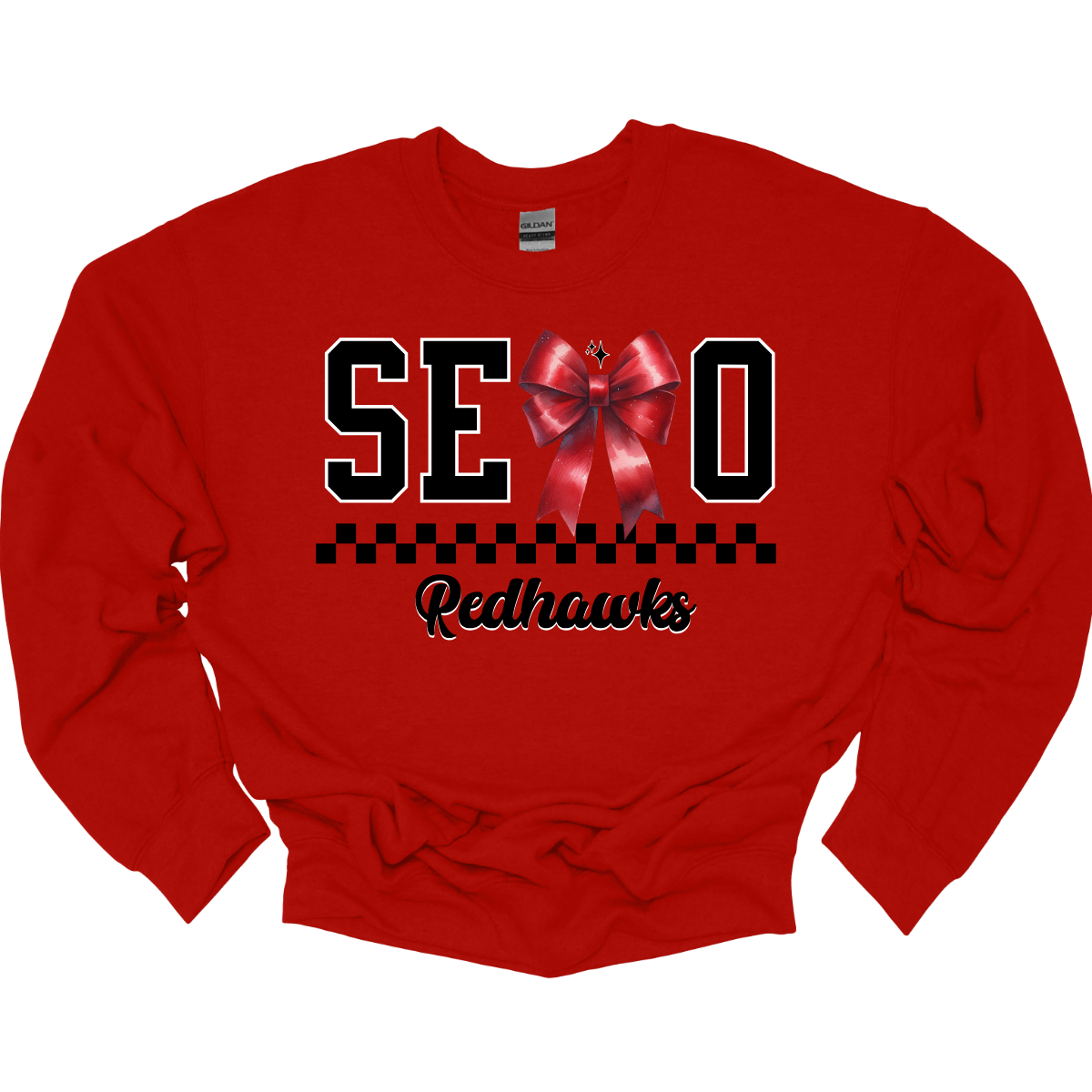 Show off your SEMO pride in style with this trendy short/long sleeve t-shirt! Featuring the bold letters "SEMO," where the "M" is cleverly replaced by a stylish red croquette bow, this shirt adds a unique twist to your wardrobe. Underneath, a playful checkerboard stripe adds a fun touch, while "Redhawks" is elegantly written in a cute cursive font, bringing a touch of flair. Get ready to turn heads and express your school spirit! Shop at Gorgeousware.com