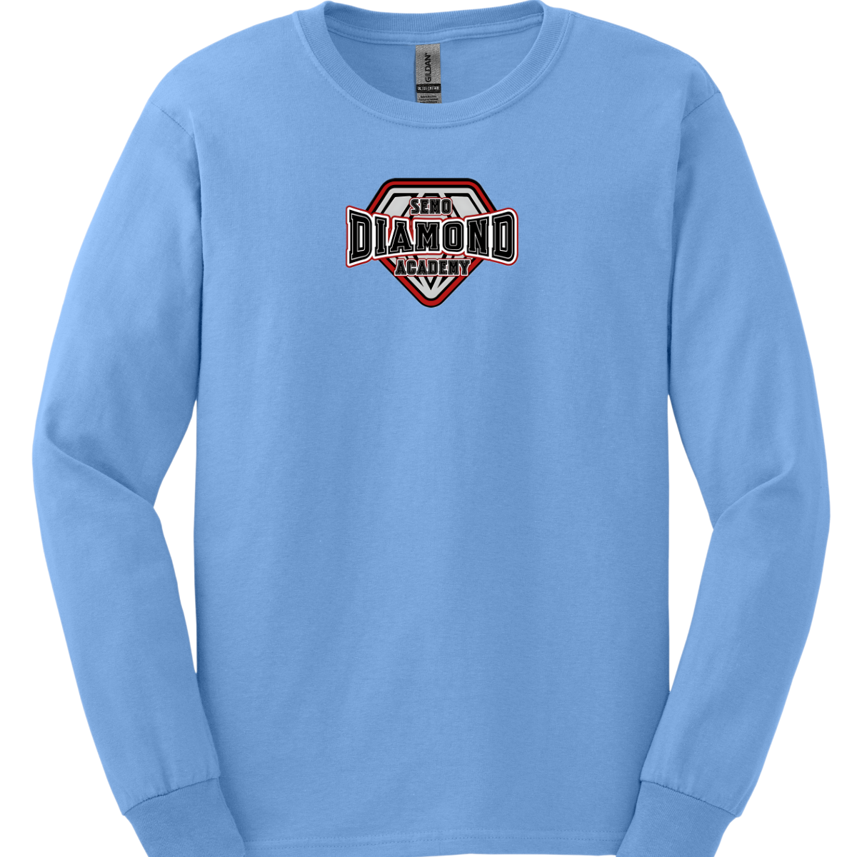 Light blue long-sleeve shirt with a "SEMO Diamond Academy" logo on the chest against a white background