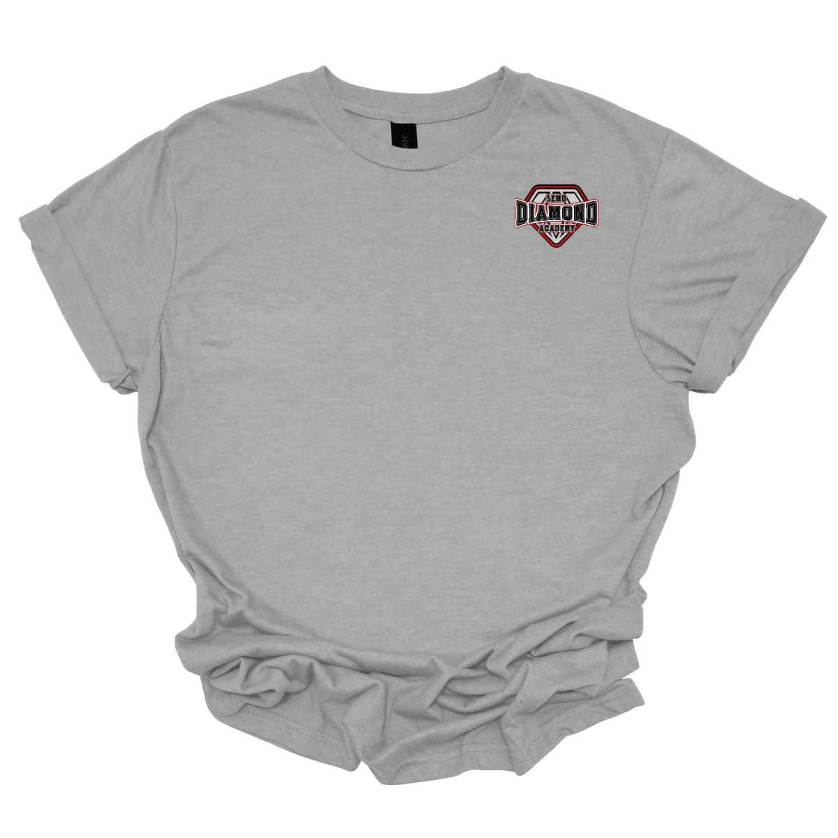 Gray t-shirt with a 'SEMO Diamond Academy' logo on the chest against a white background