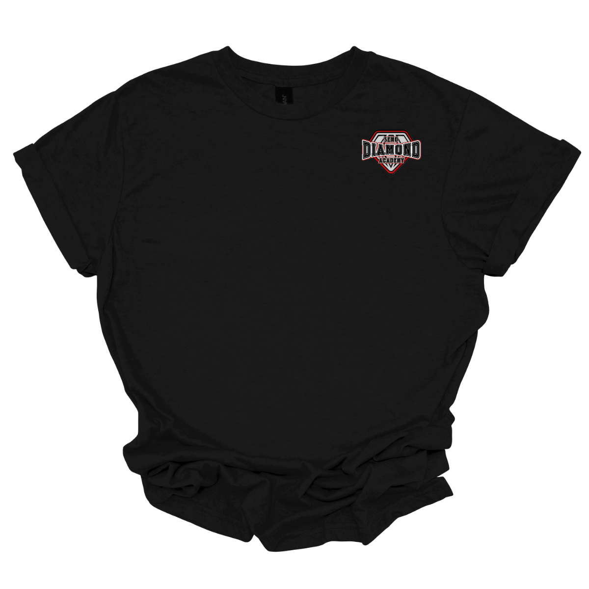 Black t-shirt with a 'SEMO Diamond Academy' logo on the chest against a white background
