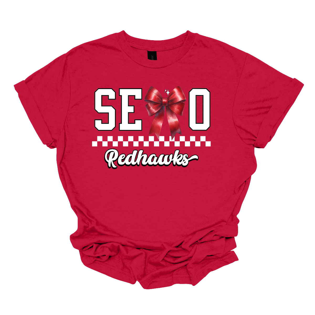 This SEMO short sleeve shirt features white lettering outlined in black with a creative twist - the letter "M" is a stylish red bow for a pop of color and school spirit. A classic checkerboard line runs through the center for a trendy, eye-catching look, while the design is completed with "Redhawks" in script underneath for the perfect final touch.
Shop at Gorgeousware.com today!
