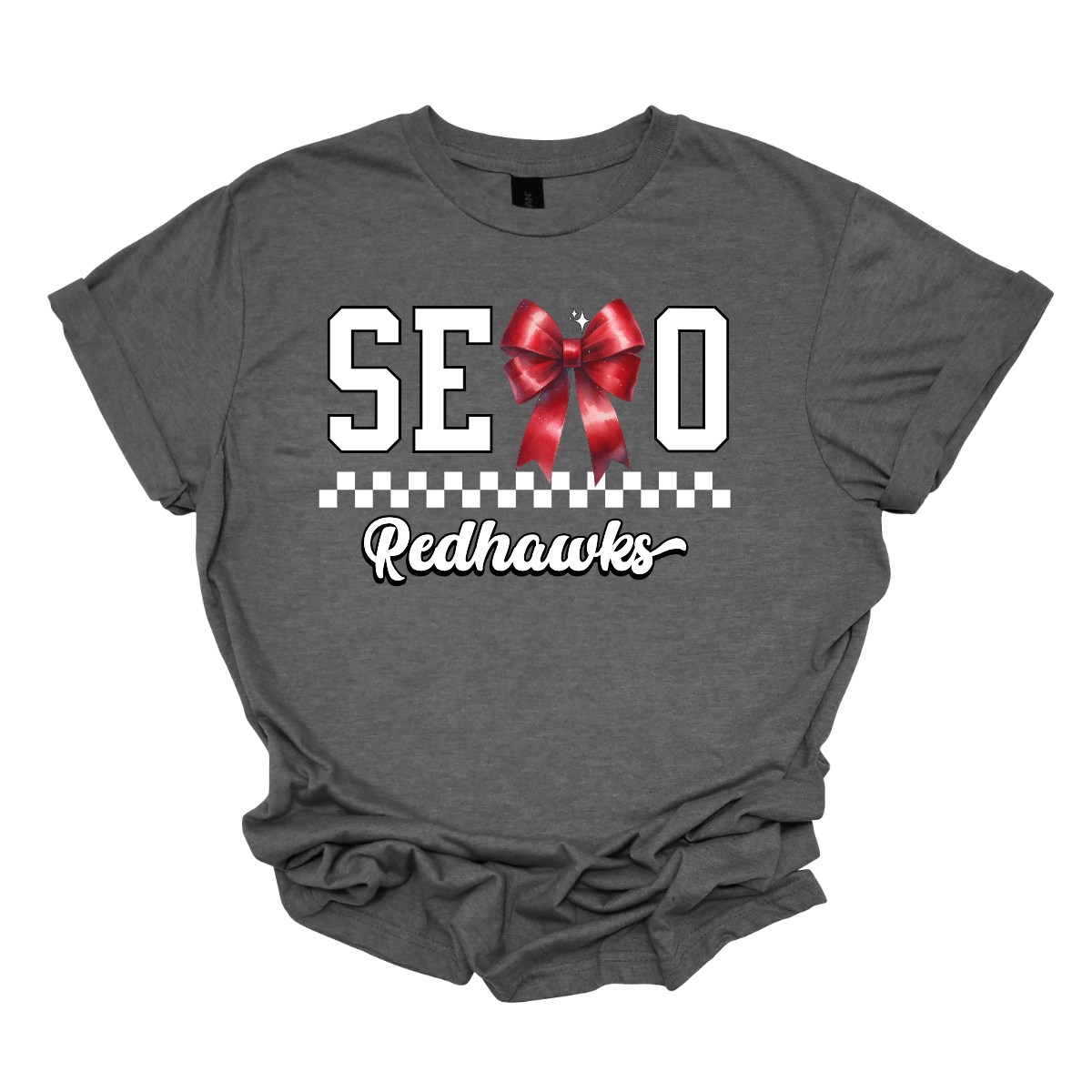 This SEMO short sleeve shirt features white lettering outlined in black with a creative twist - the letter "M" is a stylish red bow for a pop of color and school spirit. A classic checkerboard line runs through the center for a trendy, eye-catching look, while the design is completed with "Redhawks" in script underneath for the perfect final touch.
Shop at Gorgeousware.com today!
